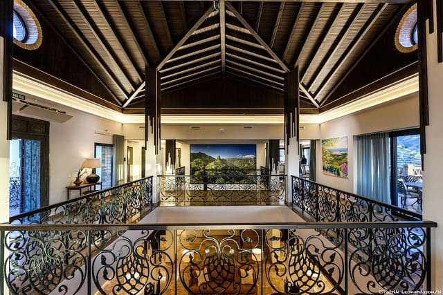 El Palacio seen from above, the coast beyond.